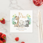 Safari Wild Giraffe Zebra Elephant Baby Shower Serviette (Beispiel)