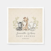 Safari Wild Giraffe Zebra Elephant Baby Shower Serviette (Vorderseite)