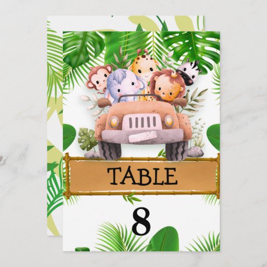 Safari Wild JUNGLE - Tischnummer zum Geburtstag (Vorne/Hinten)