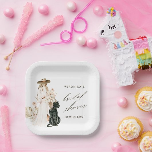 Safari Wild Leopard Boho Lady Brautparty Pappteller (Party)