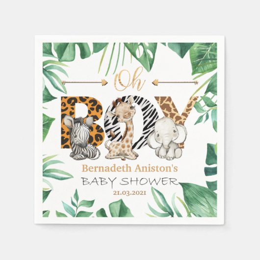Safari Wild Oh Boy! Babydusche Napkins Serviette (Vorderseite)