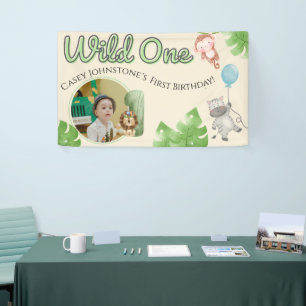 Safari Wild One 1 Foto Wasserfarbe 1. Geburtstag Banner
