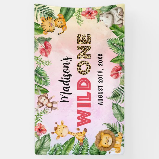 Safari Wild One 1. Geburtstag Banner (Vertikal)