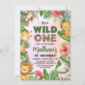 Safari Wild One 1. Geburtstag Einladung (Vorderseite)