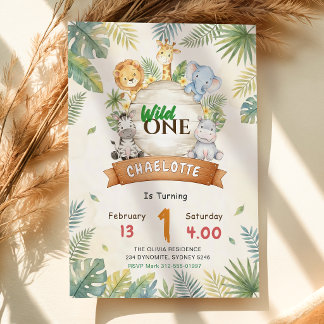 Safari Wild One 1. Geburtstag Einladung