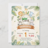 Safari Wild One 1. Geburtstag Einladung (Vorderseite)