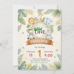 Safari Wild One 1. Geburtstag Einladung