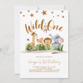Safari Wild One 1. Geburtstag Einladung (Vorderseite)