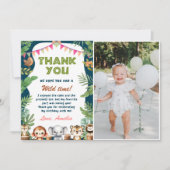 Safari Wild One 1. Geburtstag Foto Dankeskarte (Vorderseite)