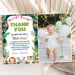 Safari Wild One 1. Geburtstag Foto Dankeskarte