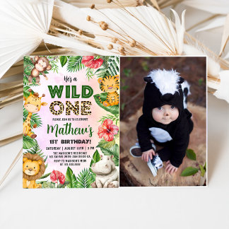 Safari Wild One 1. Geburtstag Foto Einladung