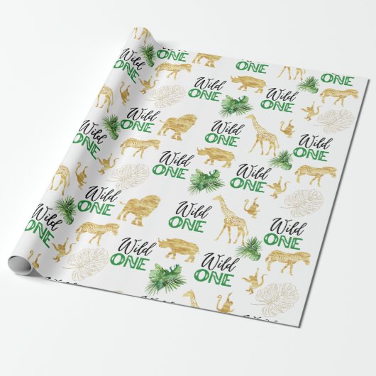 Safari Wild One 1. Geburtstag Geschenkpapier (Ungerollt)
