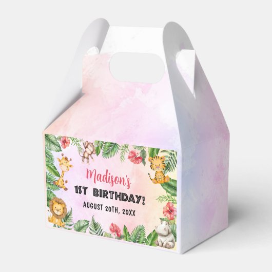 Safari Wild One 1. Geburtstag Geschenkschachtel (Vorderseite)