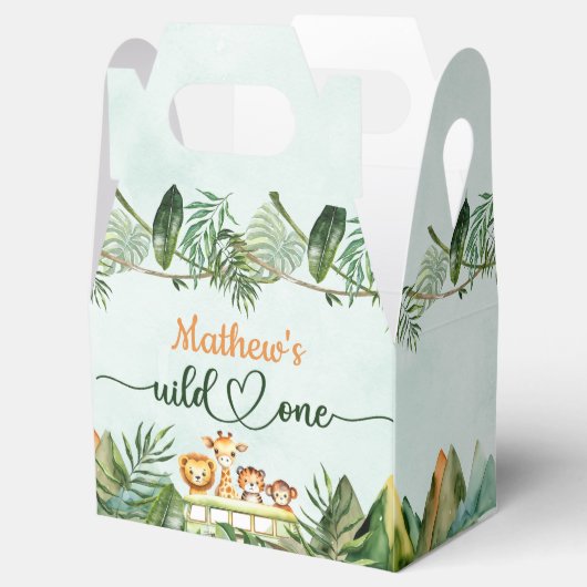 Safari Wild One 1. Geburtstag Geschenkschachtel (Geöffnet)