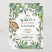Safari Wild One 1. Geburtstag Junge Einladung (Vorne/Hinten)