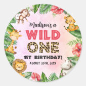 Safari Wild One 1. Geburtstag Runder Aufkleber (Vorderseite)