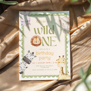 Safari Wild One 1. Geburtstagseinladung Einladung