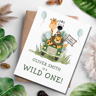 Safari Wild One 1. Geburtstagsfeier Einladung Postkarte