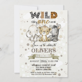 Safari Wild One 1. Geburtstagsfeier Party Einladun Einladung