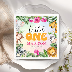 Safari Wild One 1. Girl Geburtstag Serviette