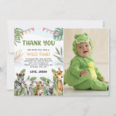 Safari Wild One 1. Junge Geburtstag Foto Dankeskarte (Vorderseite)