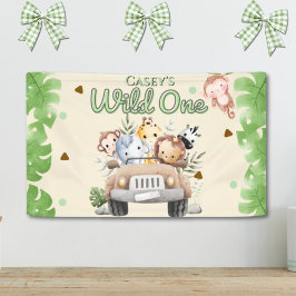 Safari Wild One 1 Watercolor 1st Birthday Banner