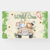 Safari Wild One 1 Watercolor 1st Birthday  Banner (Horizontal)