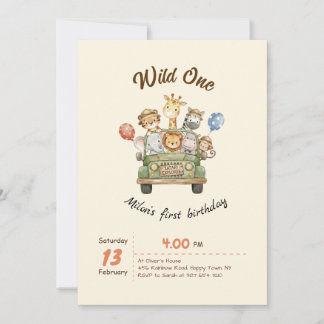 Safari Wild One 1er Geburtstag Einladung