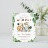 Safari Wild One 1st Birthday Budged Invitation (Stehend Vorderseite)