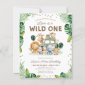 Safari Wild One 1st Birthday Budged Invitation (Vorderseite)