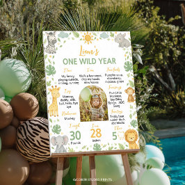 Safari Wild One 1st Birthday Photo Milestone Sign Poster