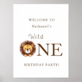 Safari wild one 1st birthday welcome sign  poster (Vorne)