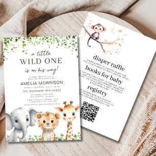 Safari Wild One All in One QR Code Kinderdusche Einladung