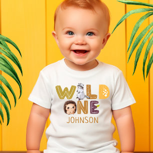 Safari Wild One Animal Jungle Foto 1. Geburtstag Baby T-shirt