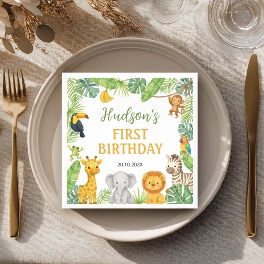 Safari Wild One Animals Birthday Party Napkin Serviette
