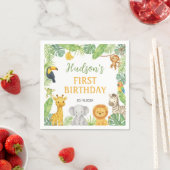Safari Wild One Animals Birthday Party Napkin Serviette (Beispiel)