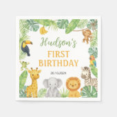 Safari Wild One Animals Birthday Party Napkin Serviette (Vorderseite)