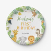 Safari Wild One Animals Birthday Party Pappteller (Vorderseite)