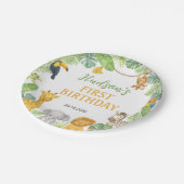 Safari Wild One Animals Birthday Party Pappteller (Schrägansicht)