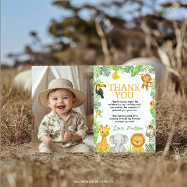 Safari Wild One Animals Birthday Party Photo Dankeskarte