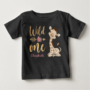 Safari Wild One Baby Animals 1. Geburtstagskind Baby T-shirt
