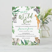 Safari Wild One Baby Boy Dusche Einladung (Stehend Vorderseite)