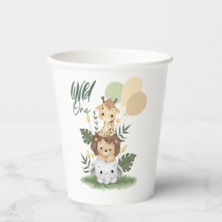 Safari Wild One Baby Paper Cups Pappbecher