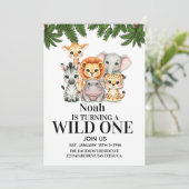Safari Wild One Birthday Einladung (Stehend Vorderseite)