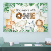 Safari Wild One Birthday Lion Elephant Giraffe Ban Banner (Messe)