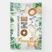 Safari Wild One Birthday Lion Elephant Giraffe Ban Banner (Vertikal)