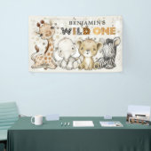 Safari Wild One Birthday Lion Elephant Giraffe Banner (Messeveranstaltung)