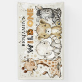 Safari Wild One Birthday Lion Elephant Giraffe Banner (Vertikal)