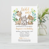 Safari Wild One Birthday Party Einladung (Stehend Vorderseite)