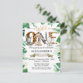 Safari Wild One Birthday Party Einladung Postkarte (Stehend Vorderseite)